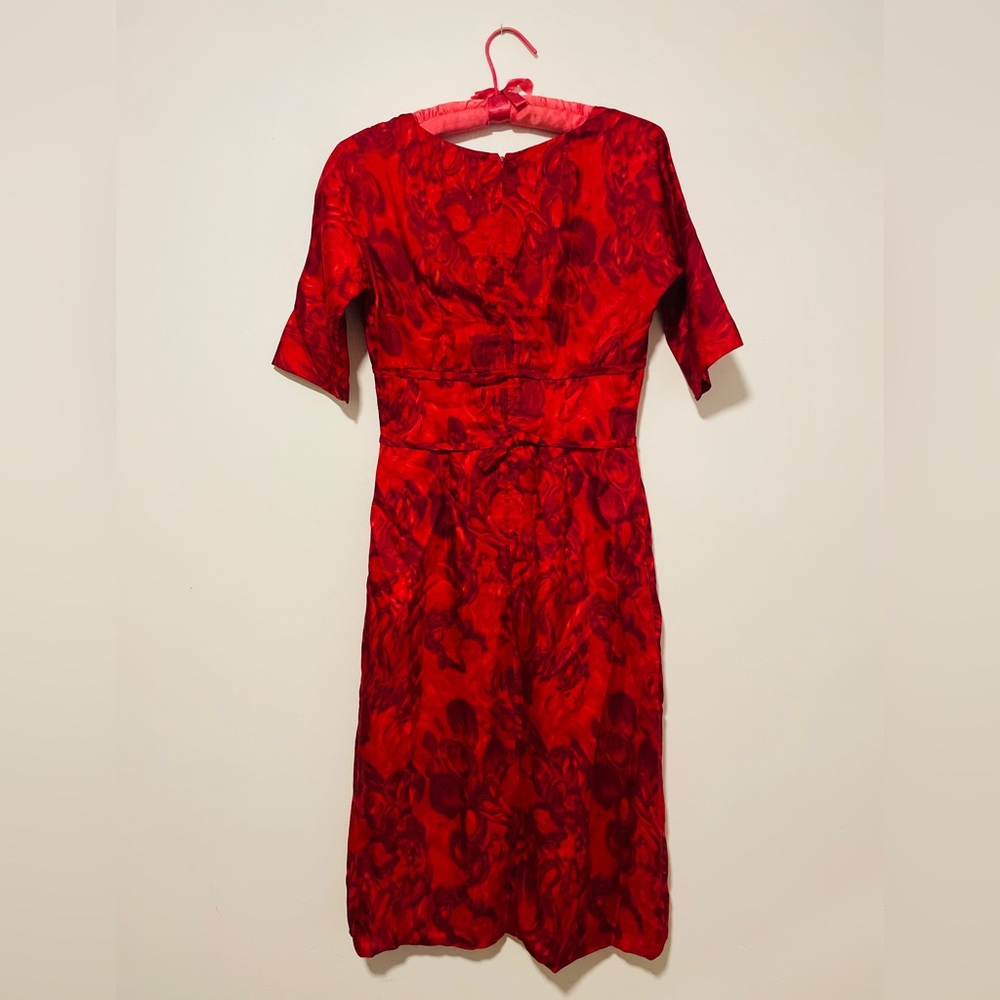 Sultry Red 1950s Vintage Cocktail Dress Size 4-6